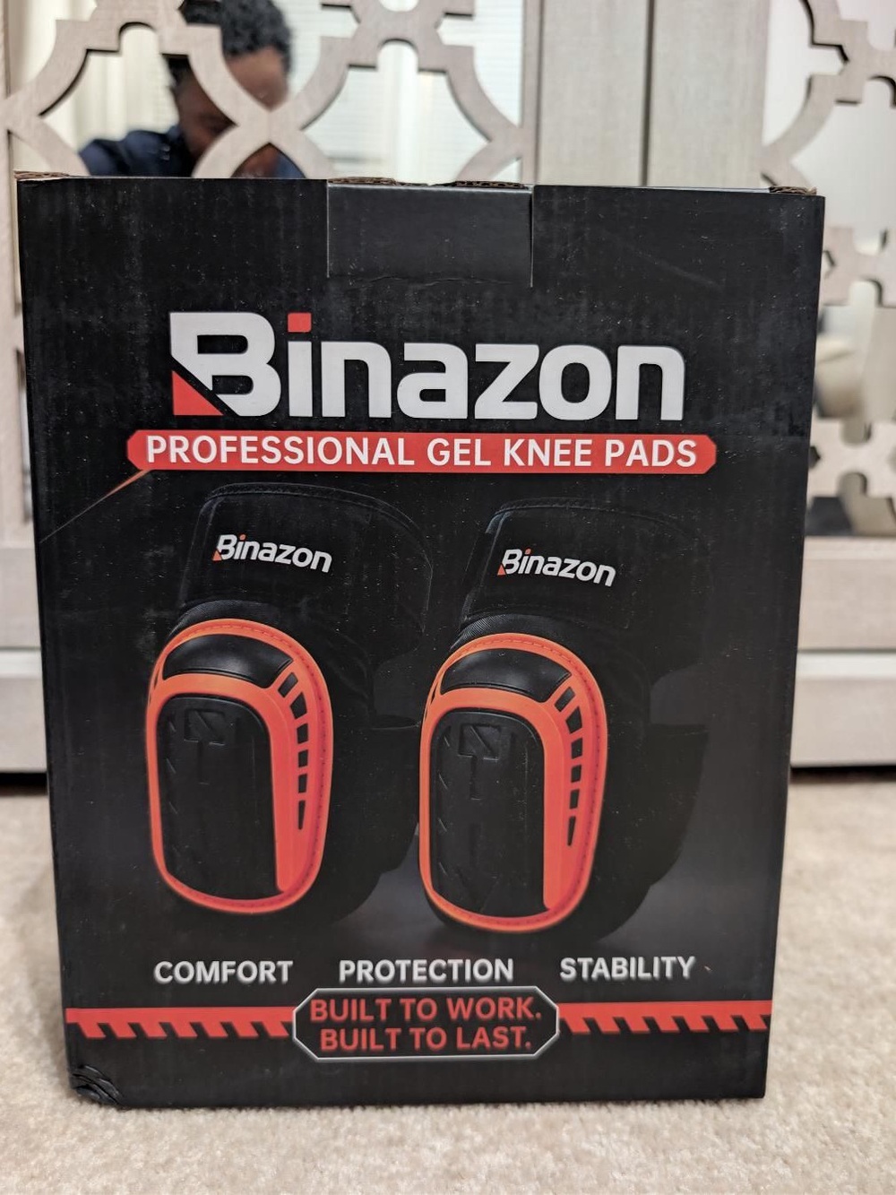 Binazon Professional Gel Knee Pads - Black & Orange
